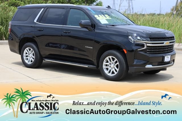 2021 Chevrolet Tahoe LT in Black — front three-quarter view