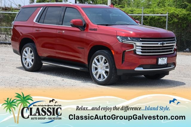 2024 Chevrolet Tahoe High Country in Radiant Red Tintcoat — front three-quarter view