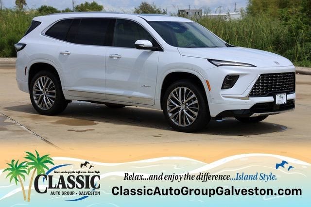 2026 Buick Enclave Avenir in Iridescent White Tricoat — front three-quarter view